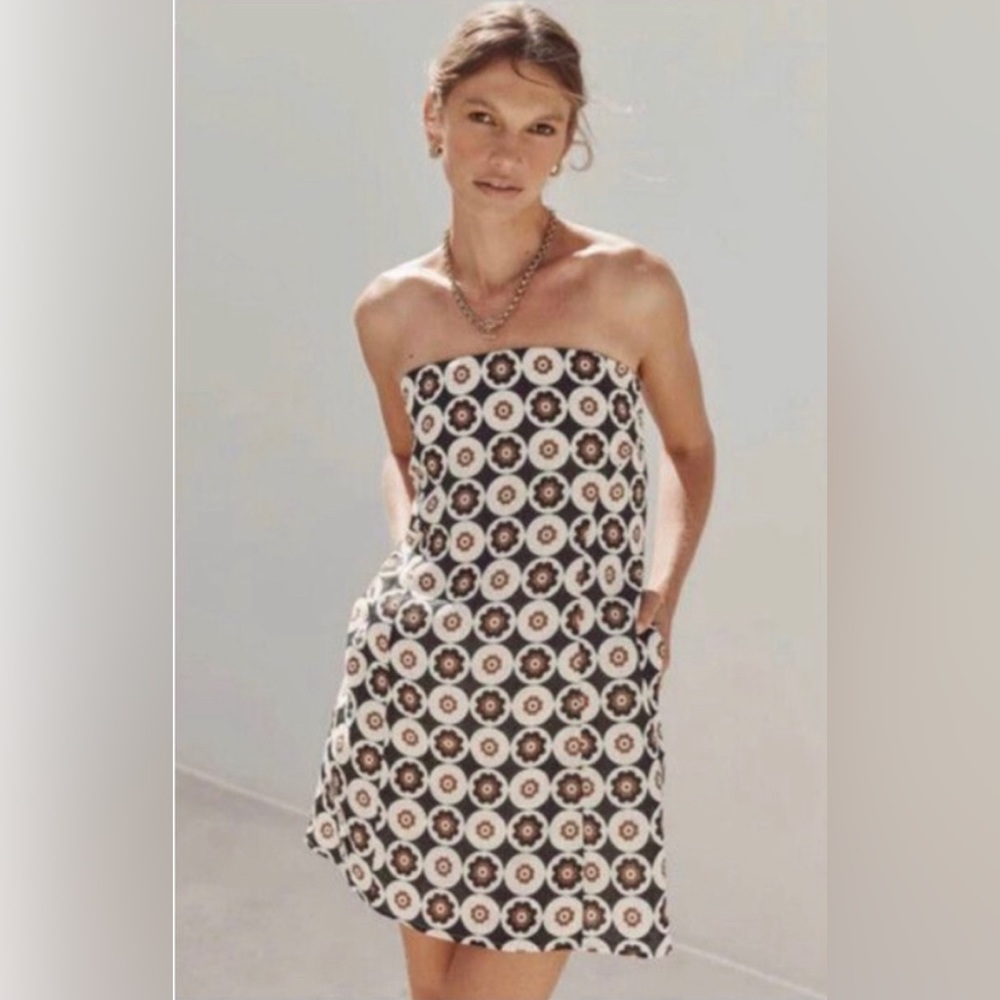 DISSH Dixon Black Floral Linen Strapless Mini Dress